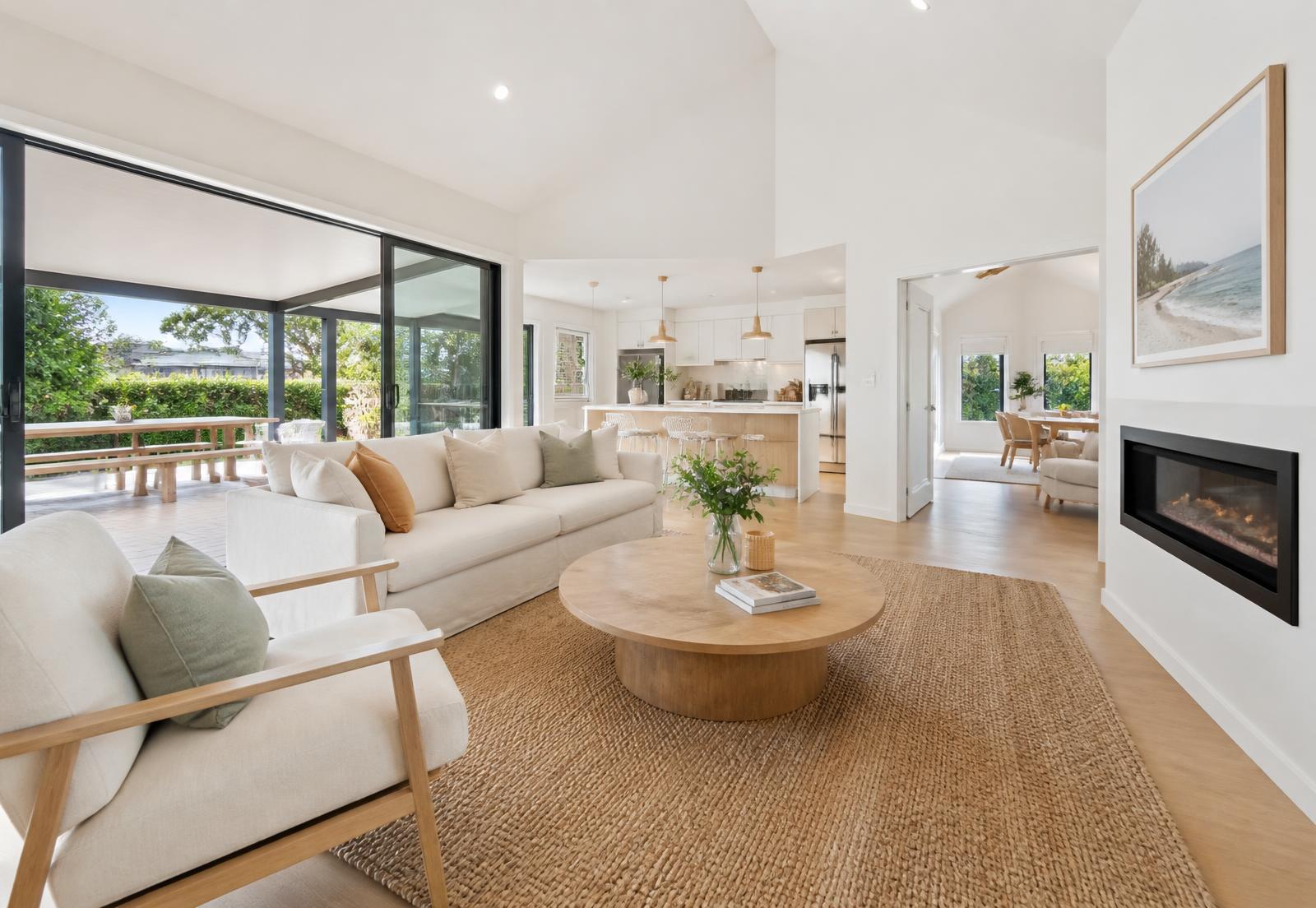 Bright, freshly cleaned open-plan living room in a Christchurch home